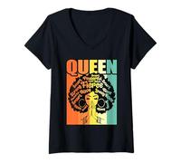 Mujer Queen Pray Powerful Melanin Queen Women Black Girl Oración Camiseta Cuello V