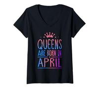 Mujer Queens Are Born In April Birthday For Women Girl Camiseta Cuello V