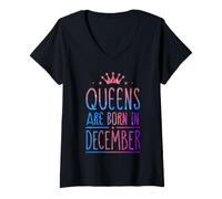 Mujer Queens Are Born In December Birthday Women Girl Kids Camiseta Cuello V