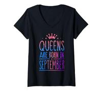 Mujer Queens Are Born In September Birthday Women Girl Camiseta Cuello V