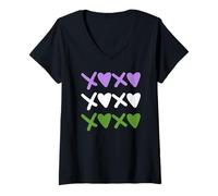 Mujer Queer Pride Sutil Moda Día de San Valentín LGBT y LGBTQ Camiseta Cuello V