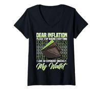 Mujer Querida Inflación Cartera Divertida Lucha Humor Económico Camiseta Cuello V