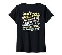 Mujer Querida Persona detrás de mí Mensaje Positivo Amabilidad Inspiración Camiseta Cuello V
