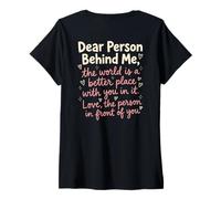 Mujer Querida Persona detrás de mí Mensaje Positivo Amabilidad Inspiración Camiseta Cuello V