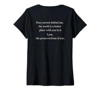 Mujer Querida Persona Detrás De Mí Positivo Minimalista Tipografía Amor Camiseta Cuello V
