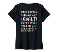Mujer Querida Persona detrás de mí, Sonríe, Feliz Alegre Alegre Camiseta Cuello V