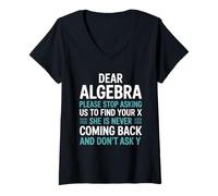 Mujer Querido Álgebra Divertido Maestro de Matemáticas Estudiante Diseño Hum Camiseta Cuello V