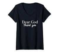 Mujer Querido Dios, Gracias! Christian Alabando a Dios y agradecido Camiseta Cuello V
