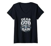 Mujer Querido Padre, Dáchanos con Lluvia Oración de Influencia Vintage Camiseta Cuello V
