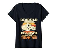 Mujer Querido Papá Gran Trabajo Somos Impresionantes Gracias Día del Padre Camiseta Cuello V