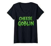 Mujer Queso Goblin Divertido conocedor DE LA FABRICACIÓN Local DE Queso LÁCTEO Camiseta Cuello V