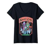 Mujer Quest for Cats Roleplay Retro Vintage Funny Adult Humor Camiseta Cuello V