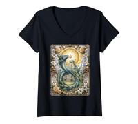 Mujer Quetzalcóatl Dios Azteca Mitología Myan Inca Christian Floral Camiseta Cuello V