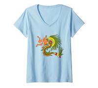 Mujer Quetzalcoatl. Serpiente Emplumada. Dios Azteca Camiseta Cuello V