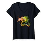 Mujer Quetzalcoatl. Serpiente Emplumada. Dios Azteca Camiseta Cuello V