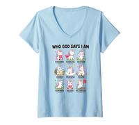 Mujer Quién Dios Dice Que Soy Unicornio Versículo Bíblico De Fe Camiseta Cuello V
