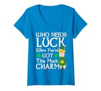 Mujer ¿Quién necesita suerte cuando tienes esta llama de San Patricio? Camiseta Cuello V
