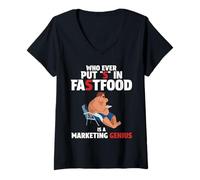 Mujer ¡Quien Ponga S En Comida Rápida! Genio De Marketing De Camiseta Cuello V