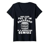 Mujer ¡Quien Ponga S En Comida Rápida! Genio De Marketing De Camiseta Cuello V