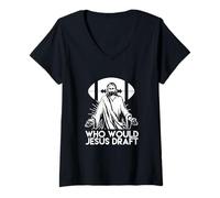 Mujer ¿Quién sería Jesús Draft Football Fantasy League America Sports Camiseta Cuello V
