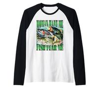 Mujer Quiere Me Pescado Miedo Divertido Pesca Bass Meme Broma Camiseta Manga Raglan