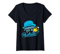 Mujer Quieres Ser Mi Padrino Camiseta Cuello V