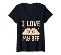 Mujer Quiero A Mi BFF Equipo Amigos Amistad Mejor Amigo Refranes Camiseta Cuello V