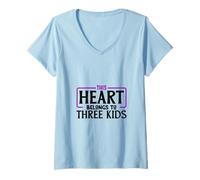 Mujer Quiero a mis Tres Hijos Camiseta Cuello V