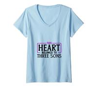 Mujer Quiero a mis Tres Hijos Camiseta Cuello V