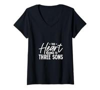Mujer Quiero a mis Tres Hijos Camiseta Cuello V