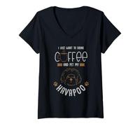 Mujer Quiero Beber café Mascota mi Havapoo o havapoo Camiseta Cuello V