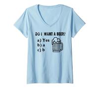 Mujer Quiero una Cerveza Pregunta Divertida de Beber Broma Humor Camiseta Cuello V