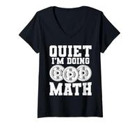 Mujer Quiet I'm Doing Math Powerlifting Geek Camiseta Cuello V