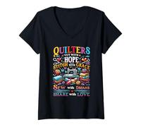 Mujer Quilters para acolchar Cut with Hope Stitch with Grace Sew Share Camiseta Cuello V