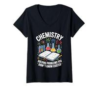 Mujer Química resolviendo Problemas Que no sabías Que existían Camiseta Cuello V