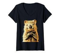 Mujer Quokka Be Quokka Happy Sonríe con Quokkas Camiseta Cuello V