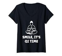 Mujer Quote Relaxation qi-Gong Simple Smile It's qi Time Qigong Camiseta Cuello V