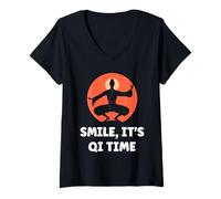 Mujer Quote Relaxation qi-Gong Simple Smile It's qi Time Qigong Camiseta Cuello V