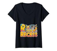 Mujer R Is For Recess School Subject Break Student Fun -- Camiseta Cuello V