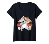 Mujer Rabbit Dabbing Too Hip To Hop Bunny Funny Easter Day Camiseta Cuello V