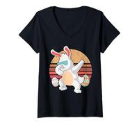 Mujer Rabbit Dabbing Too Hip To Hop Bunny Funny Easter Day Camiseta Cuello V