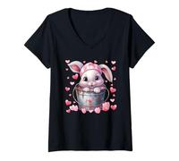 Mujer Rabbit Love Graphic For Bunny Mom Cute Valentines Animal Camiseta Cuello V