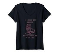 Mujer Rabia Lista Bitin Mapache Humor Oscuro Vida Silvestre Juego de Palabras Camiseta Cuello V