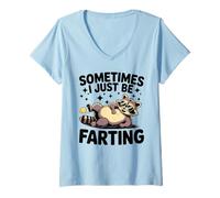 Mujer Raccoon Farting Hombres Mujeres Humor Regalos Camiseta Cuello V