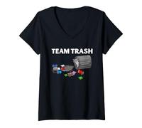 Mujer Raccoon Team Reciclaje de Basura Humor Animal Arte de Vida Silvestre Camiseta Cuello V