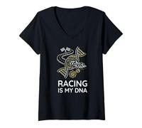 Mujer Racing Is My DNA Diseño artístico Simple de Autos de Carreras Camiseta Cuello V