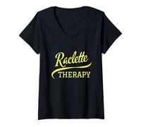Mujer Raclette Therapy Fromage Montagne Humour Vacances Ski Camiseta Cuello V