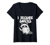 Mujer Racoon I Require Snacks Camiseta Cuello V