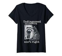 Mujer Racoon Salud Mental no diagnosticada Aurtismo Depresión Ansiedad Camiseta Cuello V