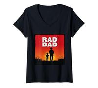 Mujer Radical Papá Padre e Hijo Rodeo Cowboys Oeste Atardecer Camiseta Cuello V